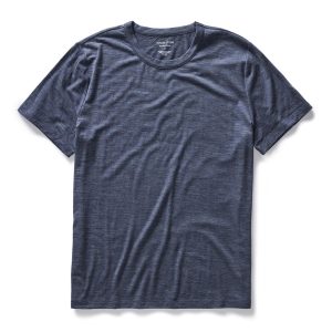 The Merino Tee in Heather Navy