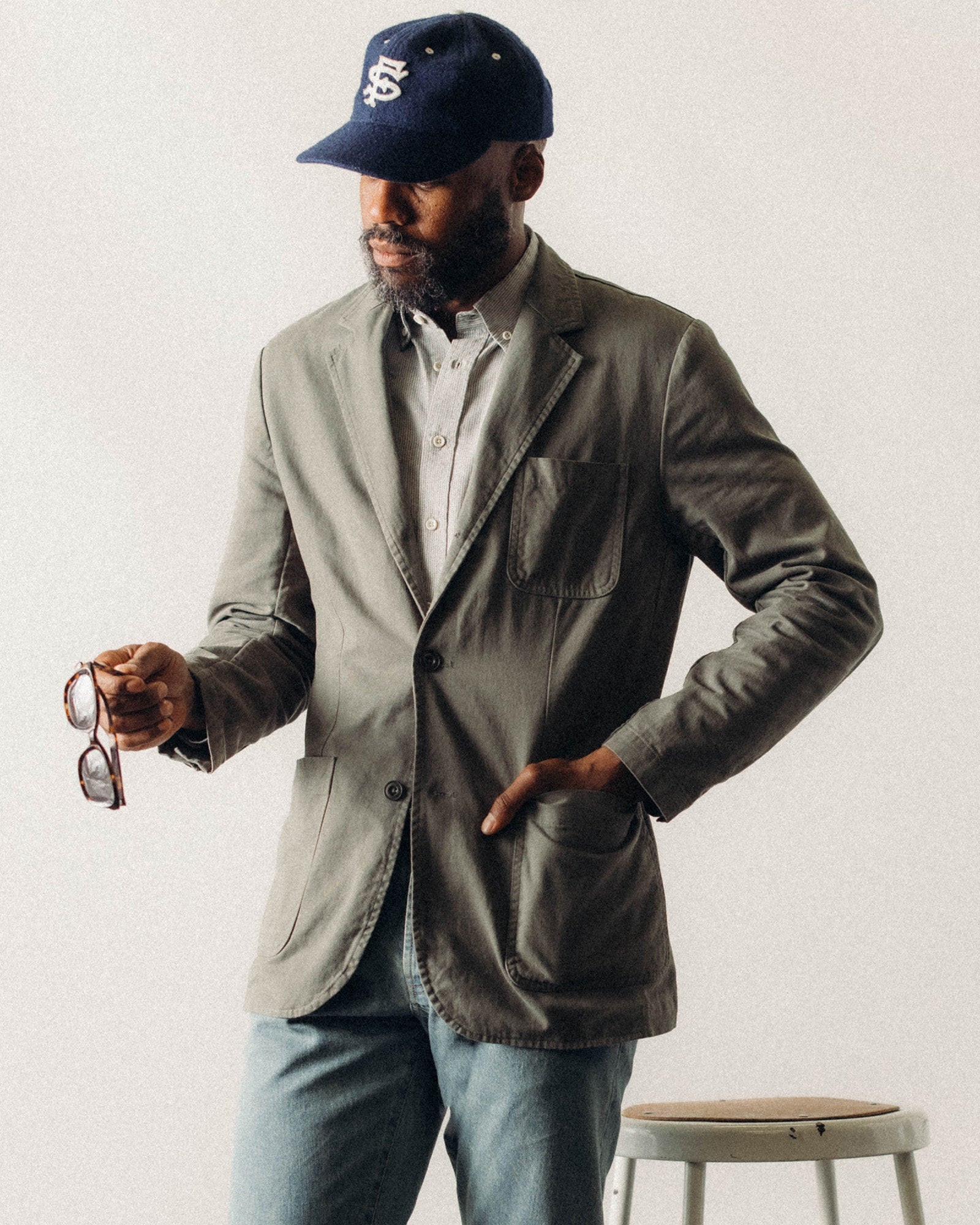 The Foundation Sportcoat in Organic Smoked Olive Twill - Image 2