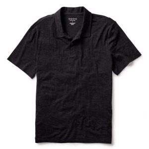 The Merino Polo in Heather Black