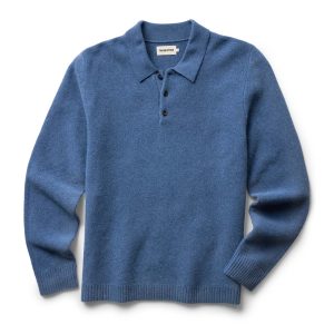 The Newton Sweater Polo in Heather Clear Blue