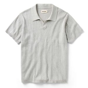 The Valencia Sweater Polo in Heather Grey Rib