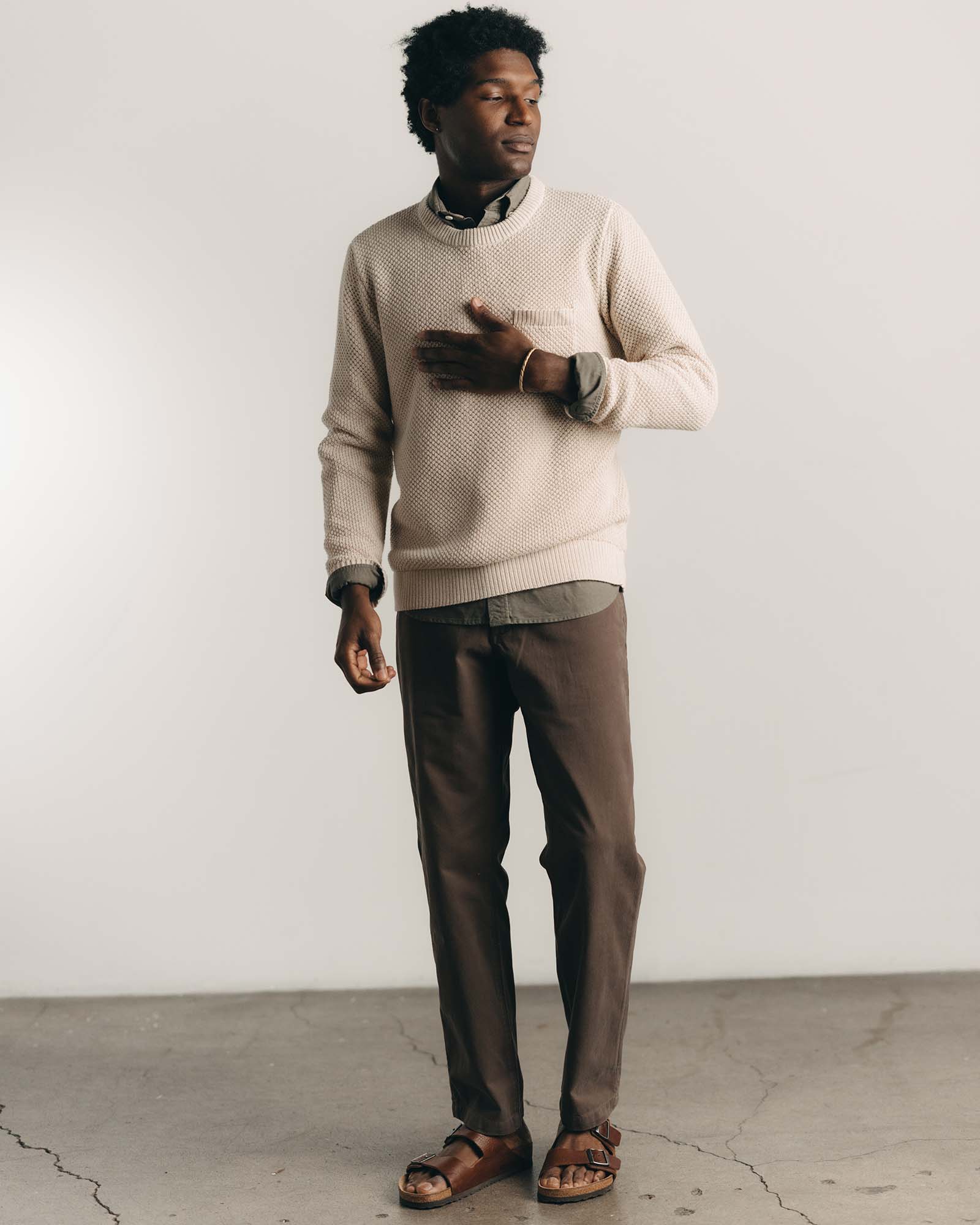 The Crawford Crew Sweater in Marled Natural - Image 2