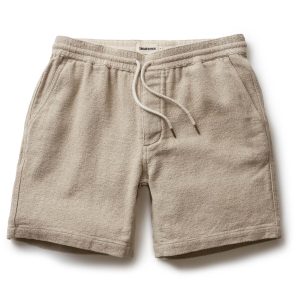 The Apres Short in Heather Oat Crepe