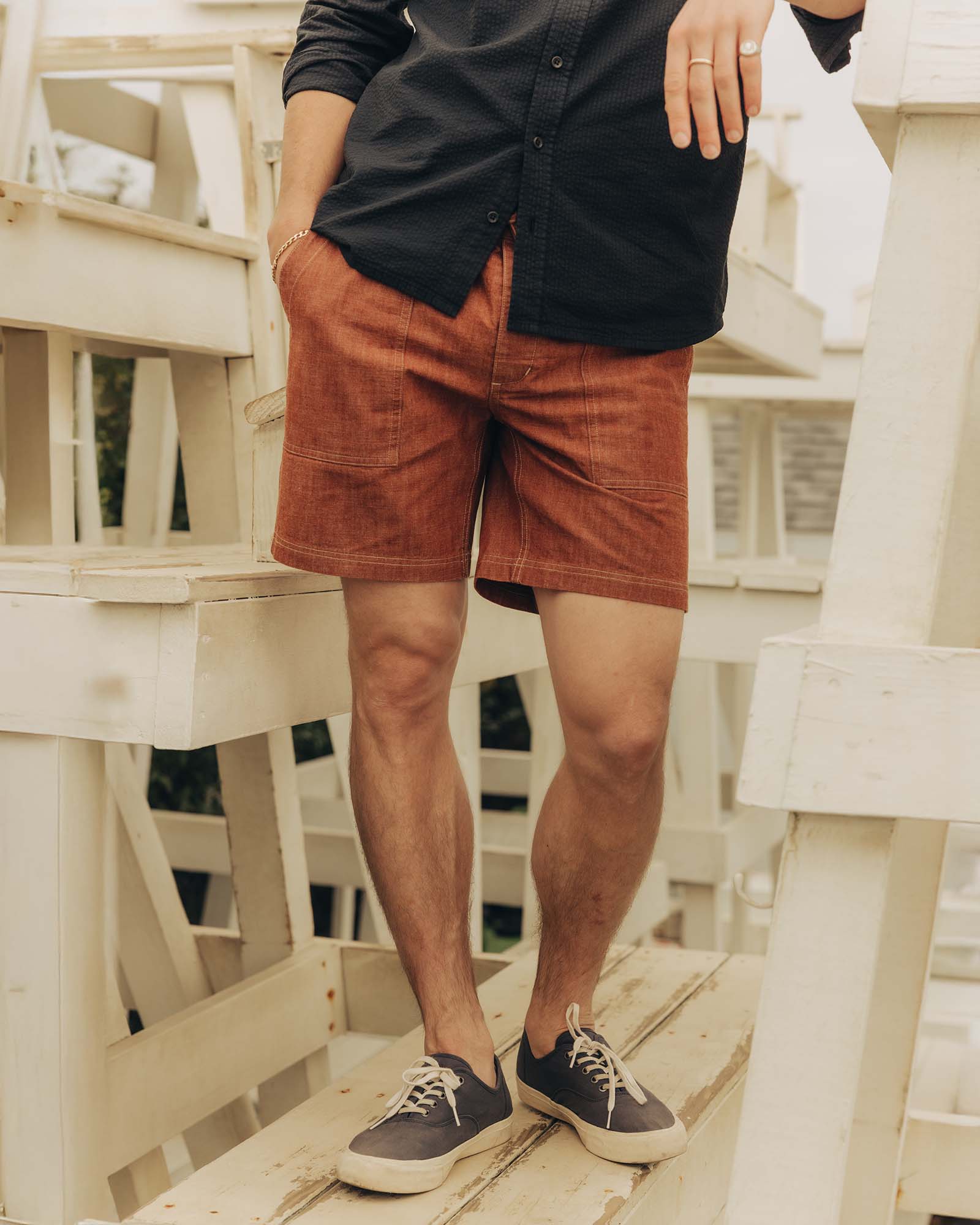 The Breakwater Short in Brick Chambray - Image 2