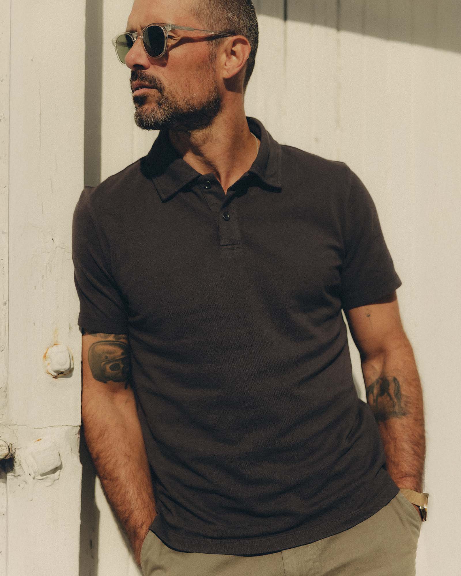 The Cotton Hemp Polo in Asphalt Pique - Image 2