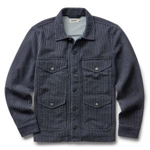 The Jackson Jacket in Rinsed Indigo French Terry Stripe