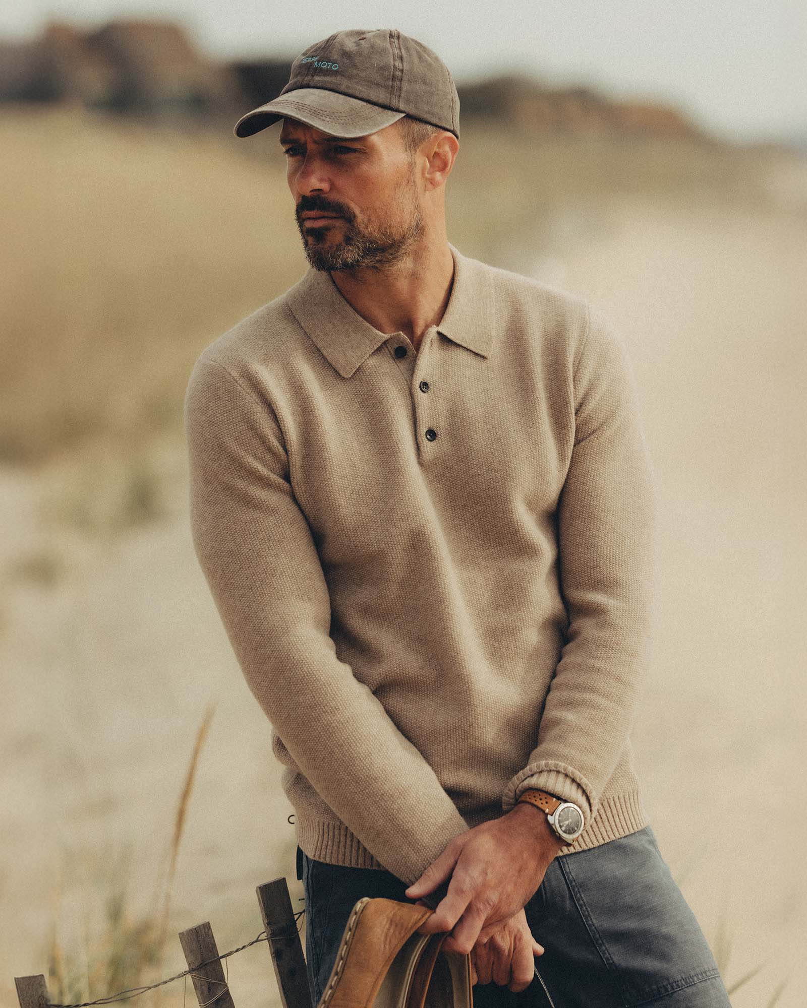 The Newton Sweater Polo in Heather Oatmeal - Image 2