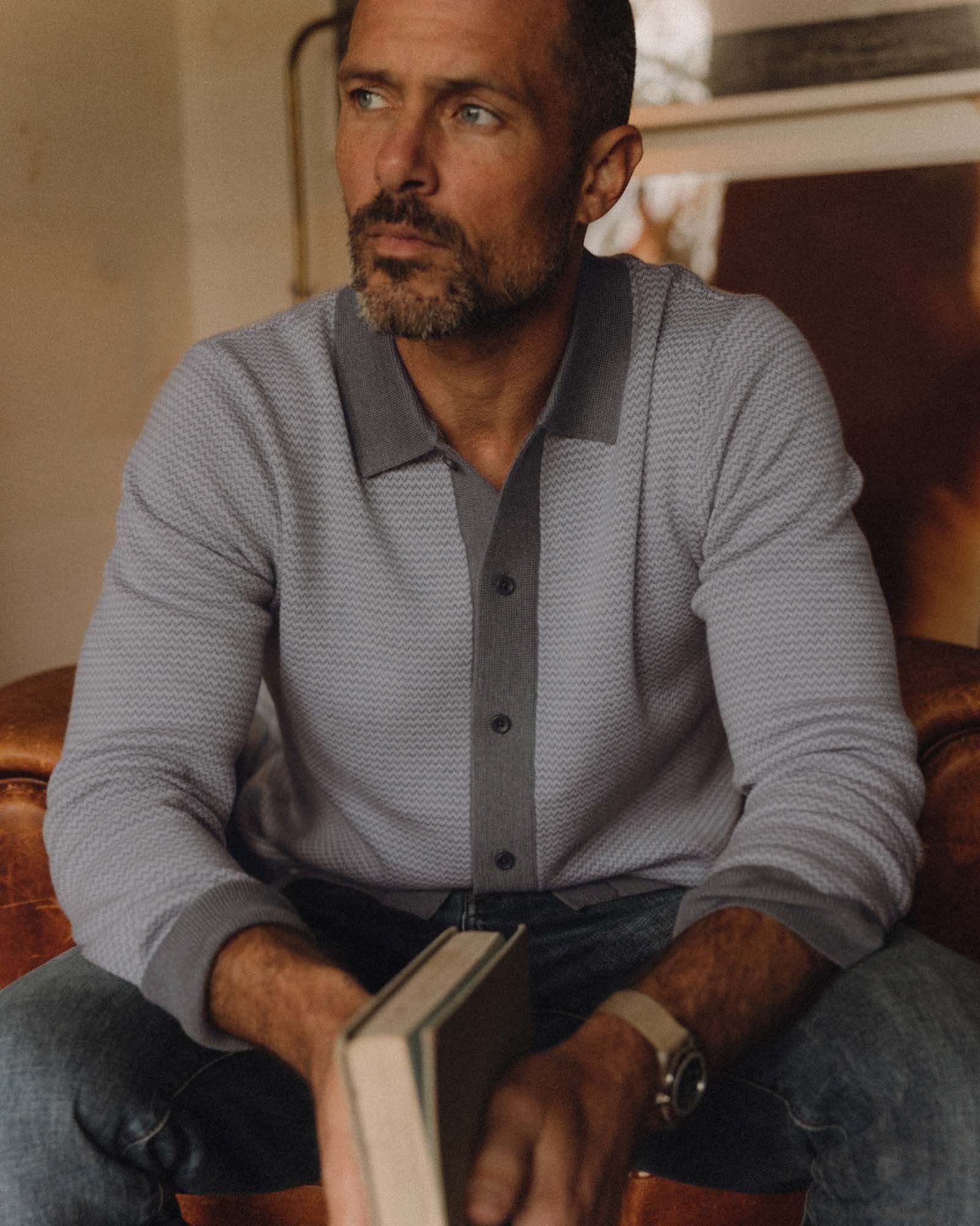 The Nichols Polo in Heather Grey Birdseye Merino - Image 2