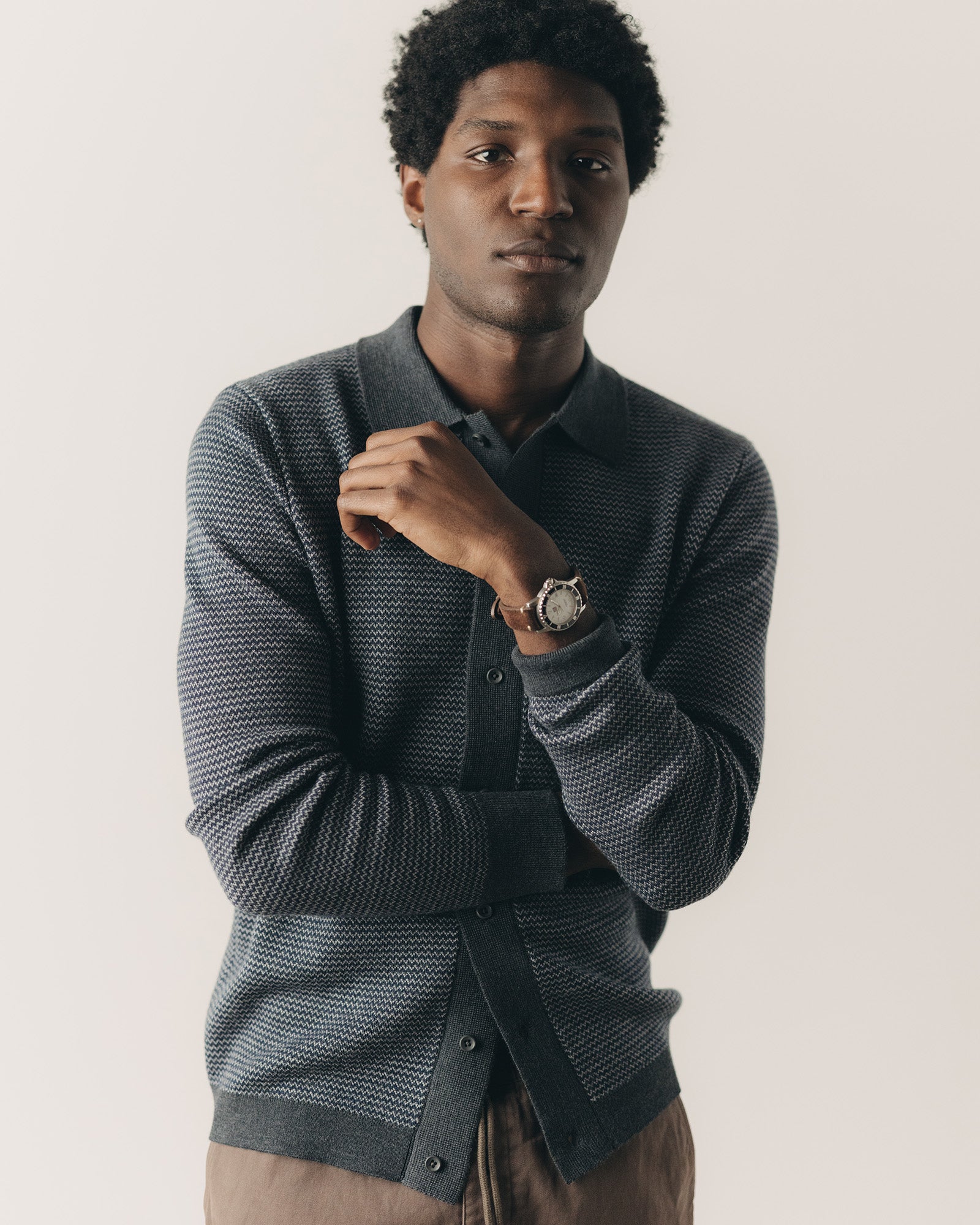 The Nichols Polo in Navy Birdseye Merino - Image 2