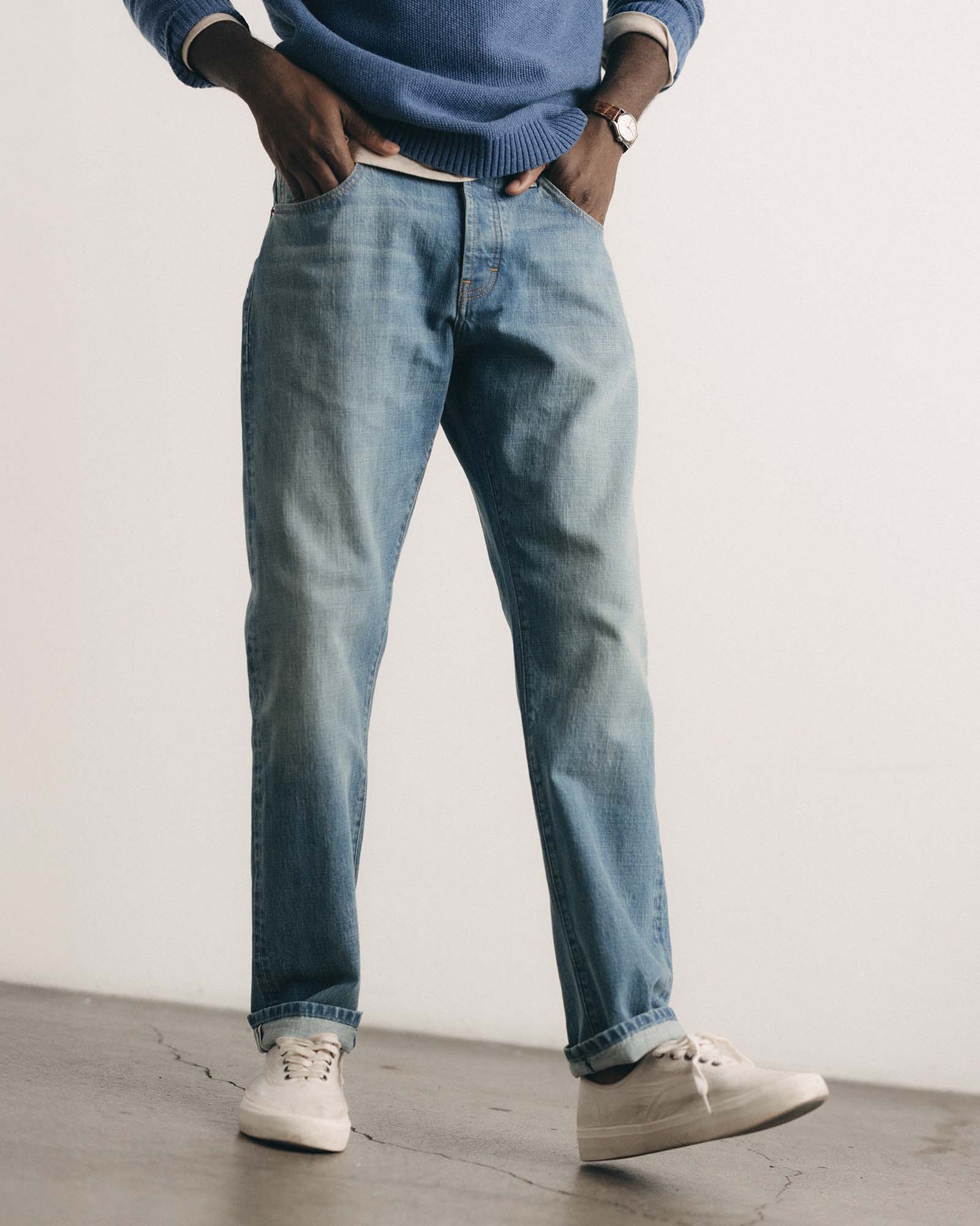 The Straight Jean in Light Wash Organic Selvedge - Image 2