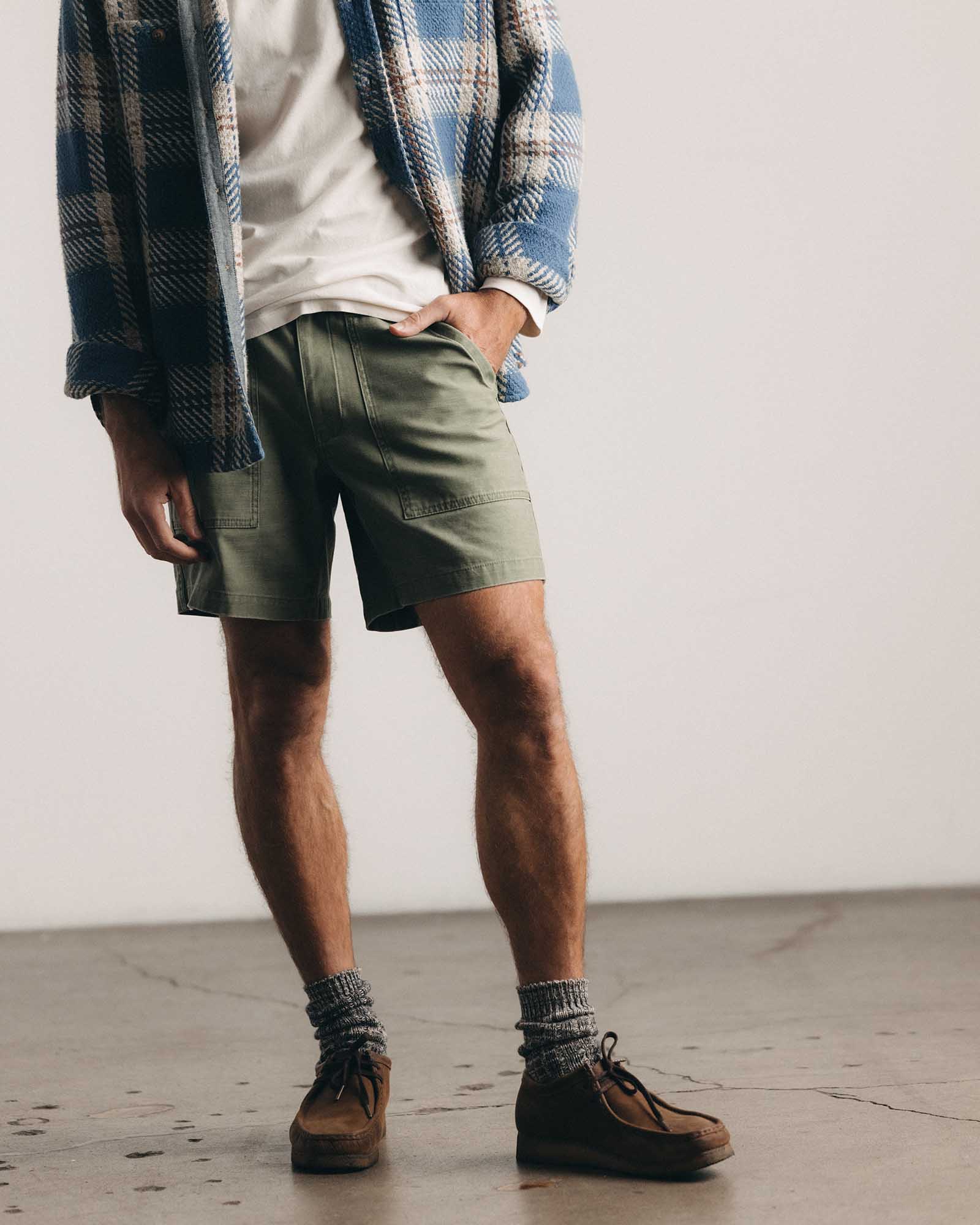 The Surplus Short in Field Olive Reverse Sateen - Image 2