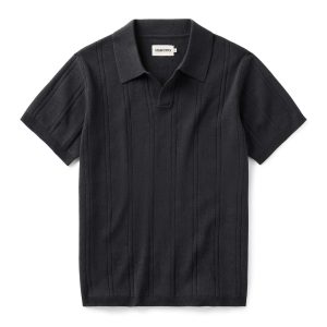 The Valencia Sweater Polo in Heather Coal Rib