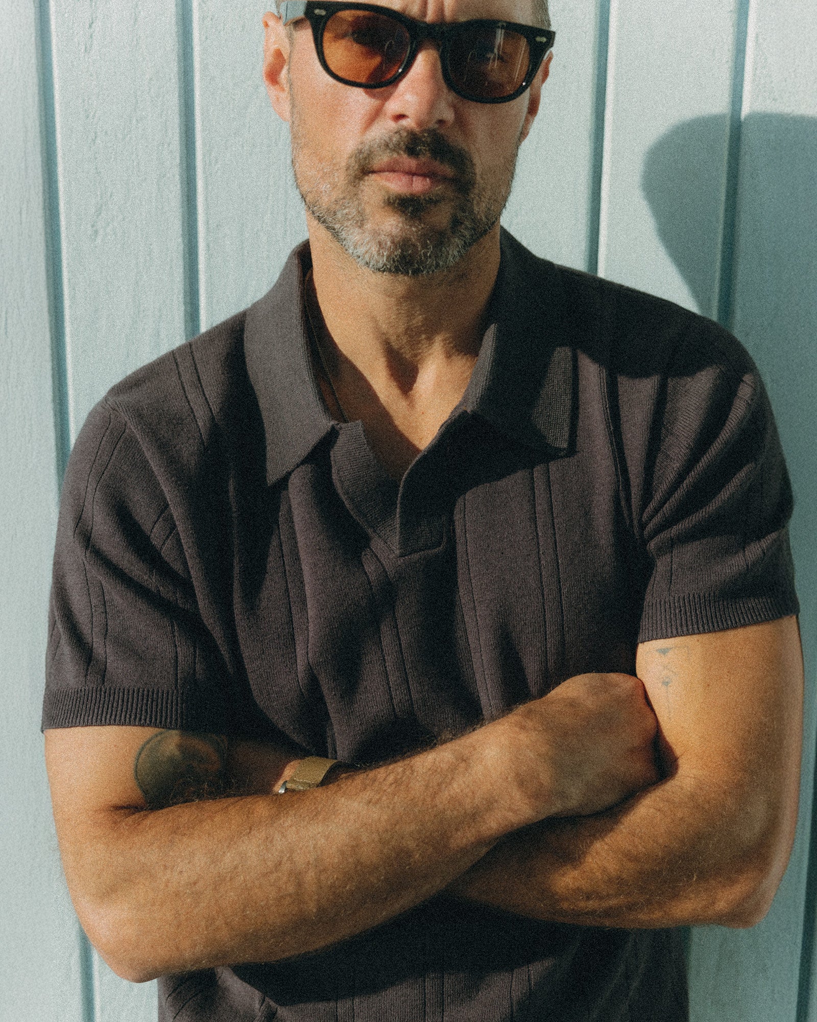The Valencia Sweater Polo in Heather Coal Rib - Image 2