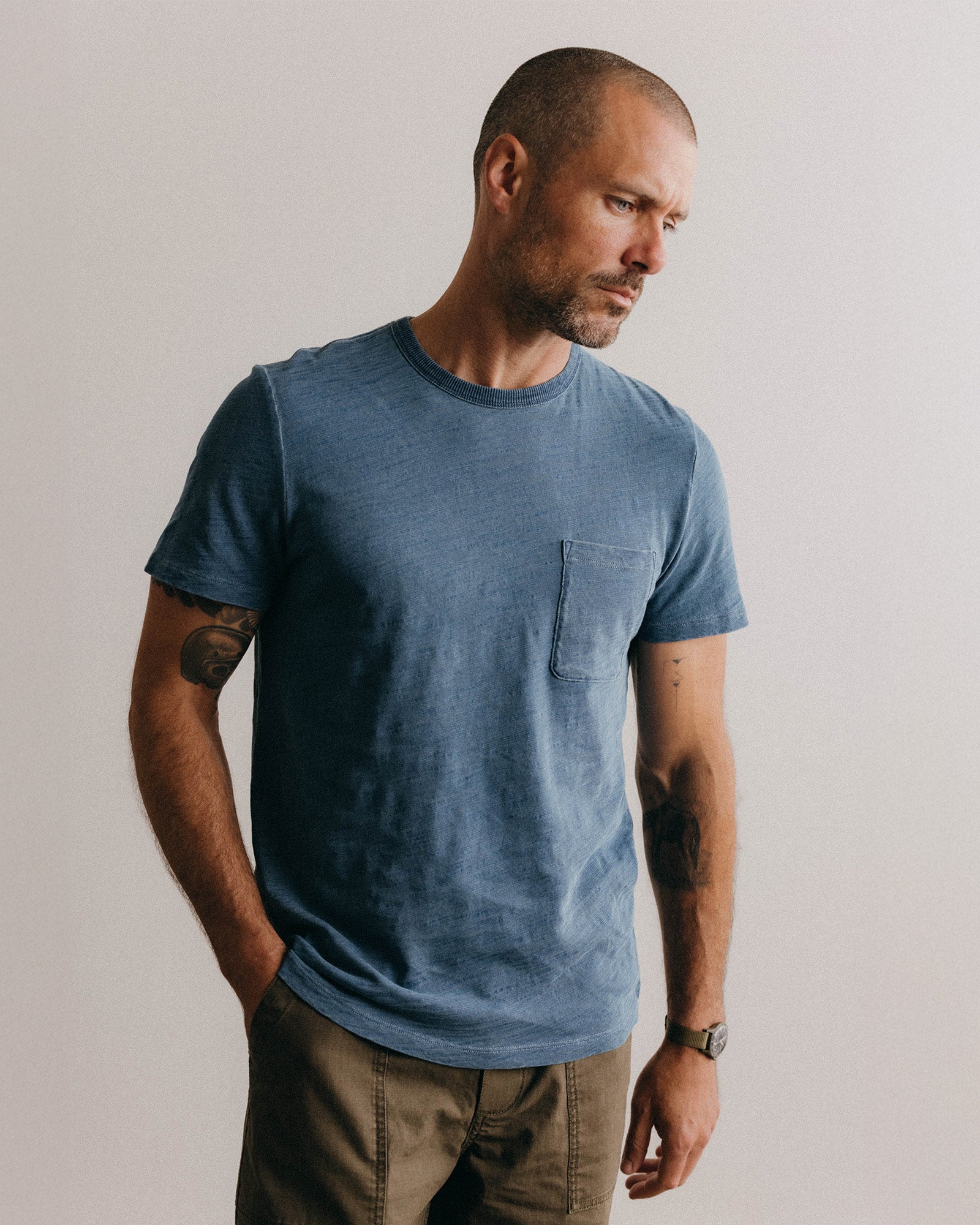 The Slub Tee in Washed Indigo - Image 2