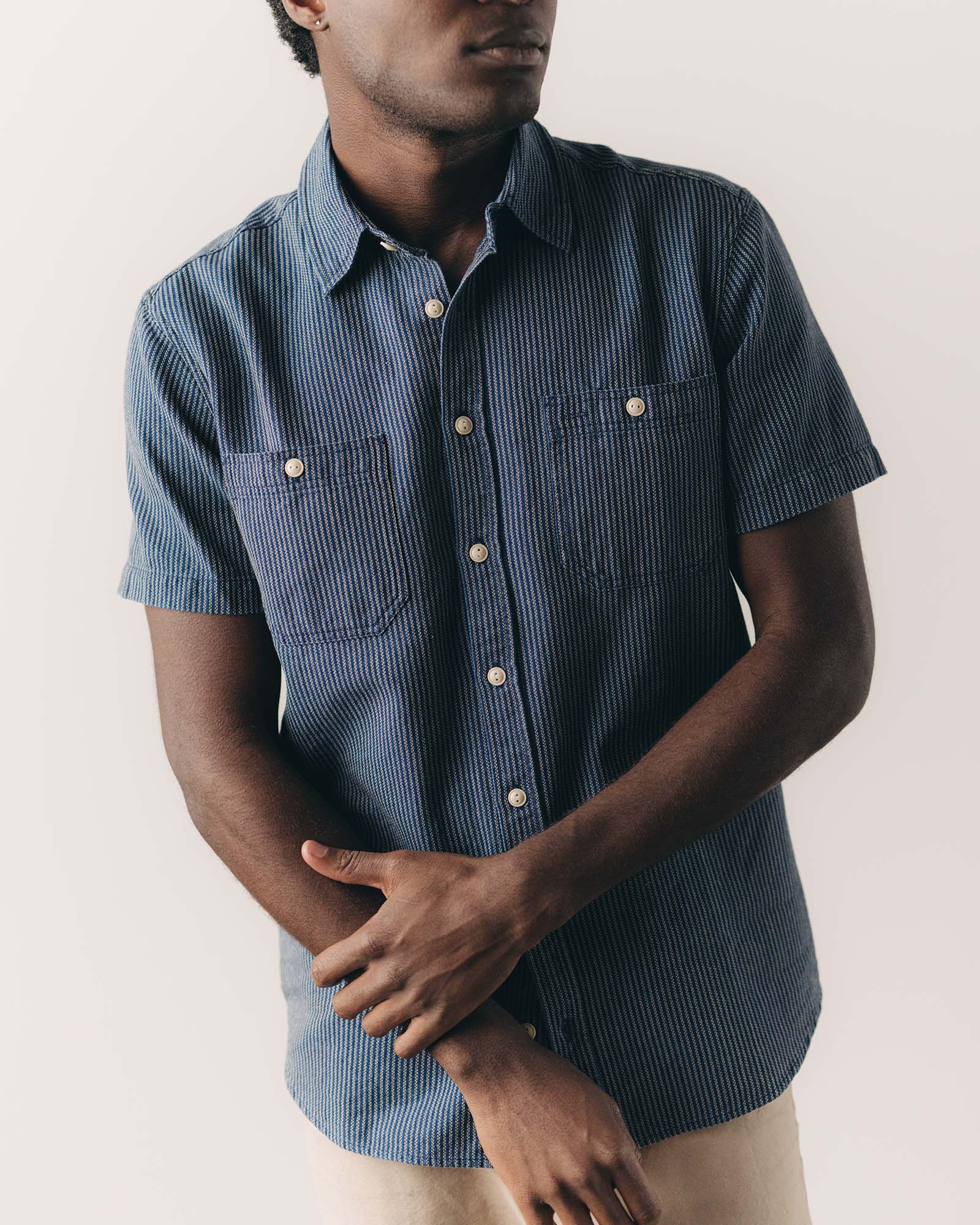 The Short Sleeve Utility Shirt in Roped Indigo - Image 2