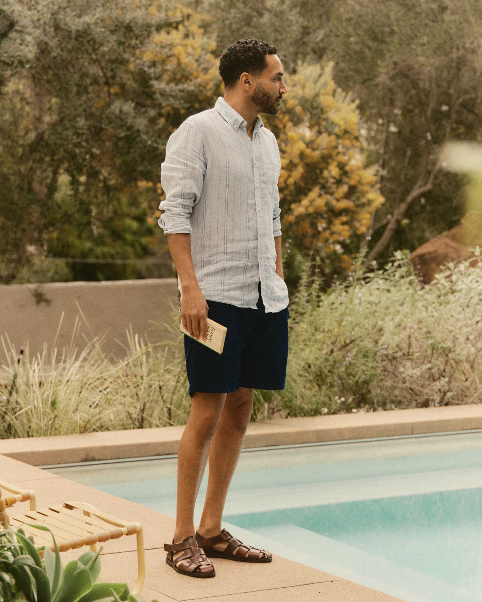 The Apres Short in Rinsed Indigo Pincord - Image 2