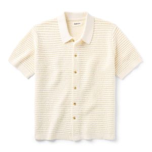 The Monterey Sweater Polo in Vintage White Crochet
