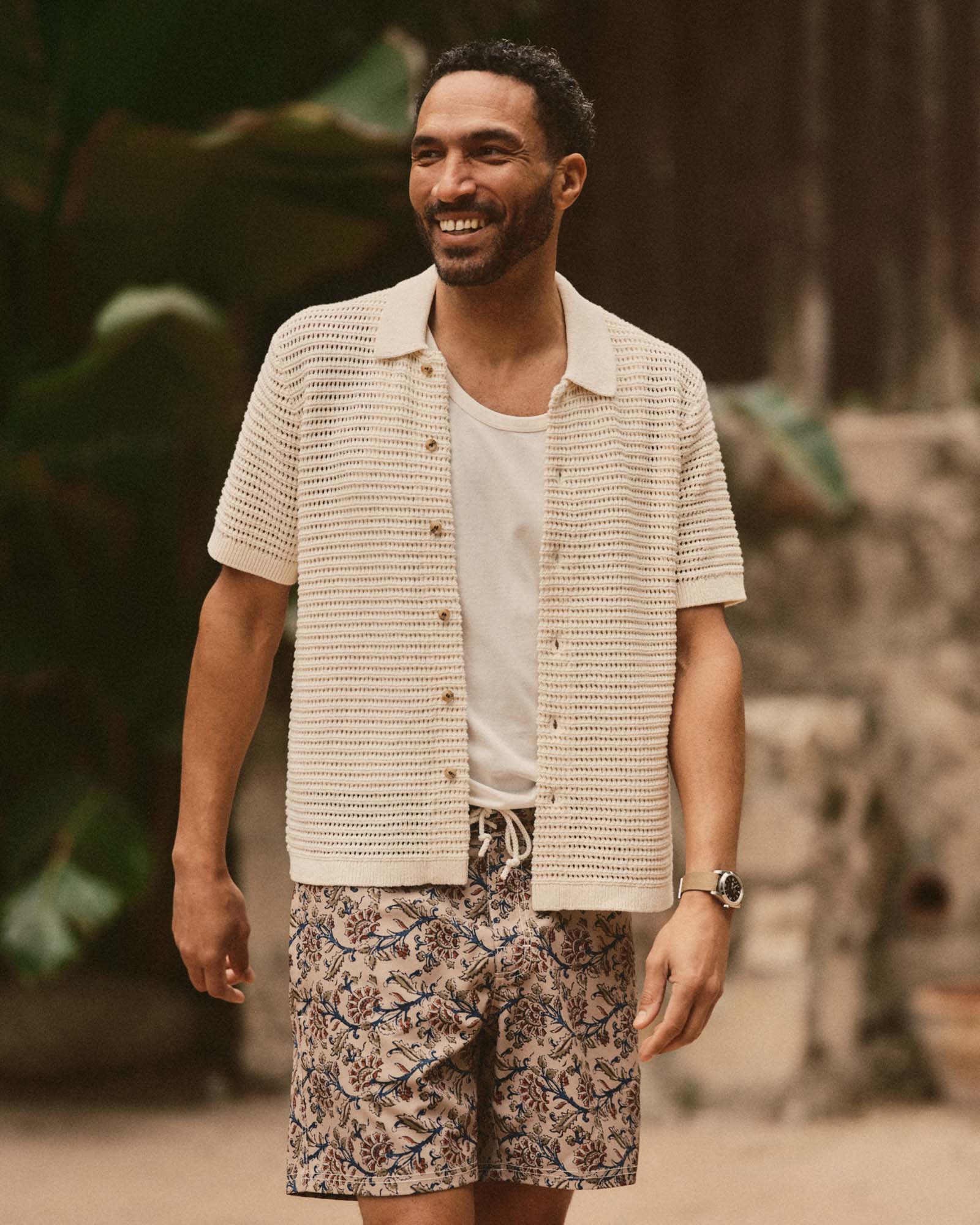 The Monterey Sweater Polo in Vintage White Crochet - Image 2