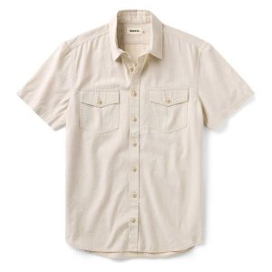 The Short Sleeve Crew Shirt in Natural Chambray