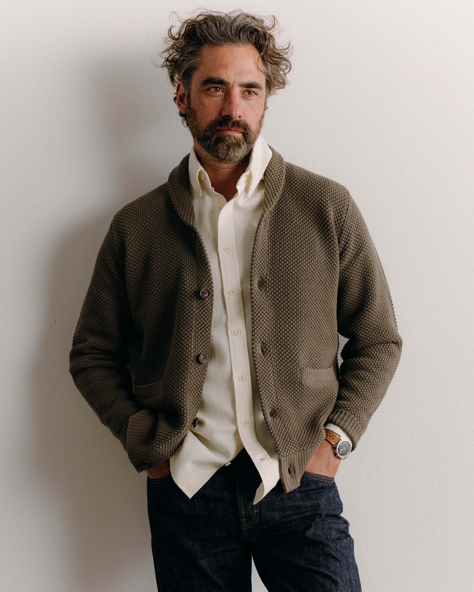 The Crawford Sweater in Fatigue Olive - Image 2