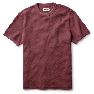 The Organic Cotton Short Sleeve Crew in Burgundy Waffle