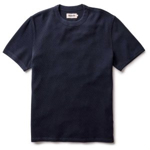 The Organic Cotton Short Sleeve Crew in Dark Navy Waffle