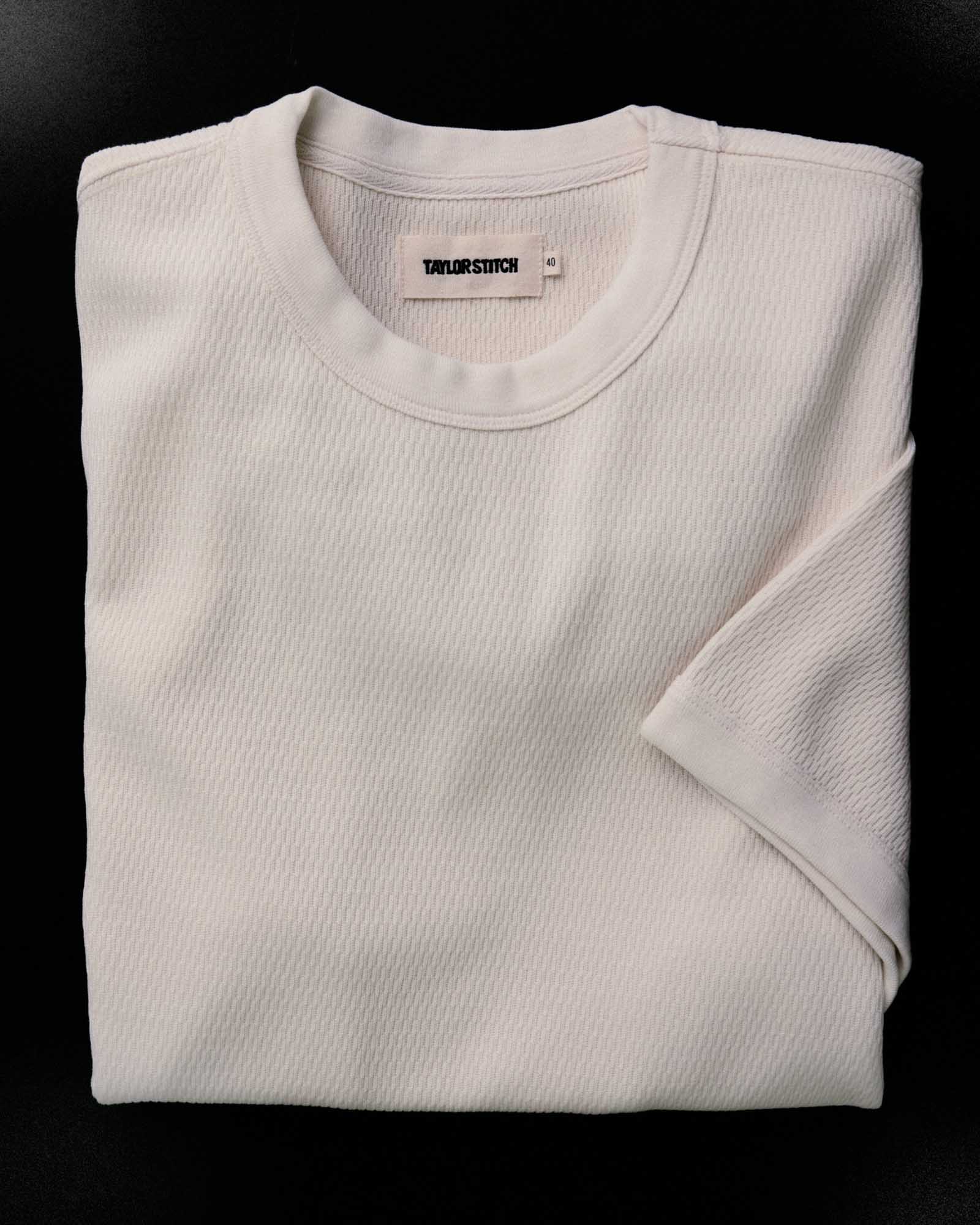 The Organic Cotton Short Sleeve Crew in Vintage White Waffle - Image 2