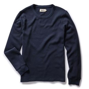 The Organic Cotton Crew in Dark Navy Waffle