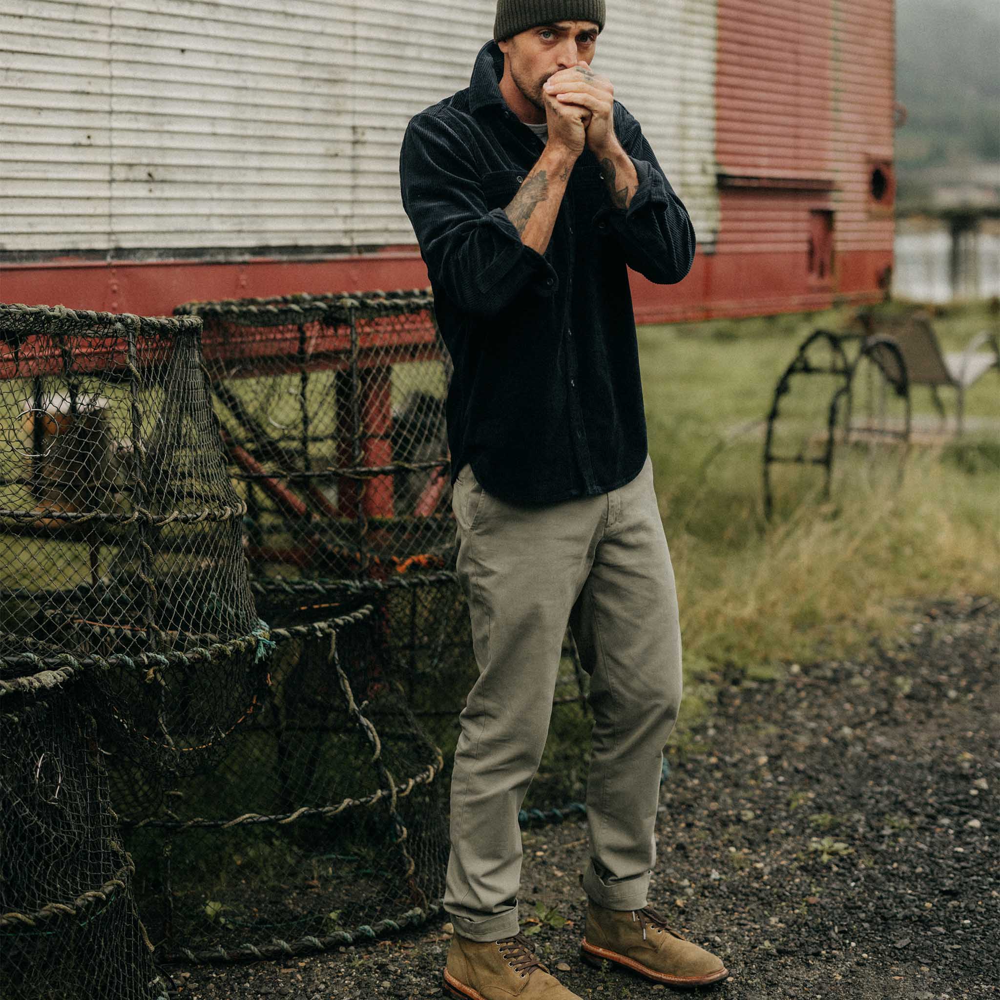 The Slim Foundation Pant in Organic Smoked Olive - Image 2
