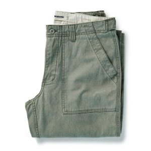 The Surplus Pant in Field Olive Reverse Sateen