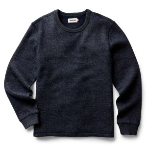 The Evans Crew in Navy Birdseye Wool