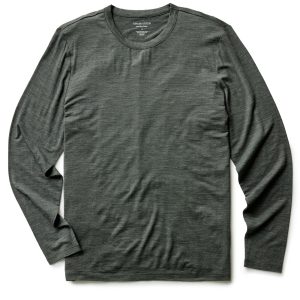 The Merino Long Sleeve Tee in Heather Army