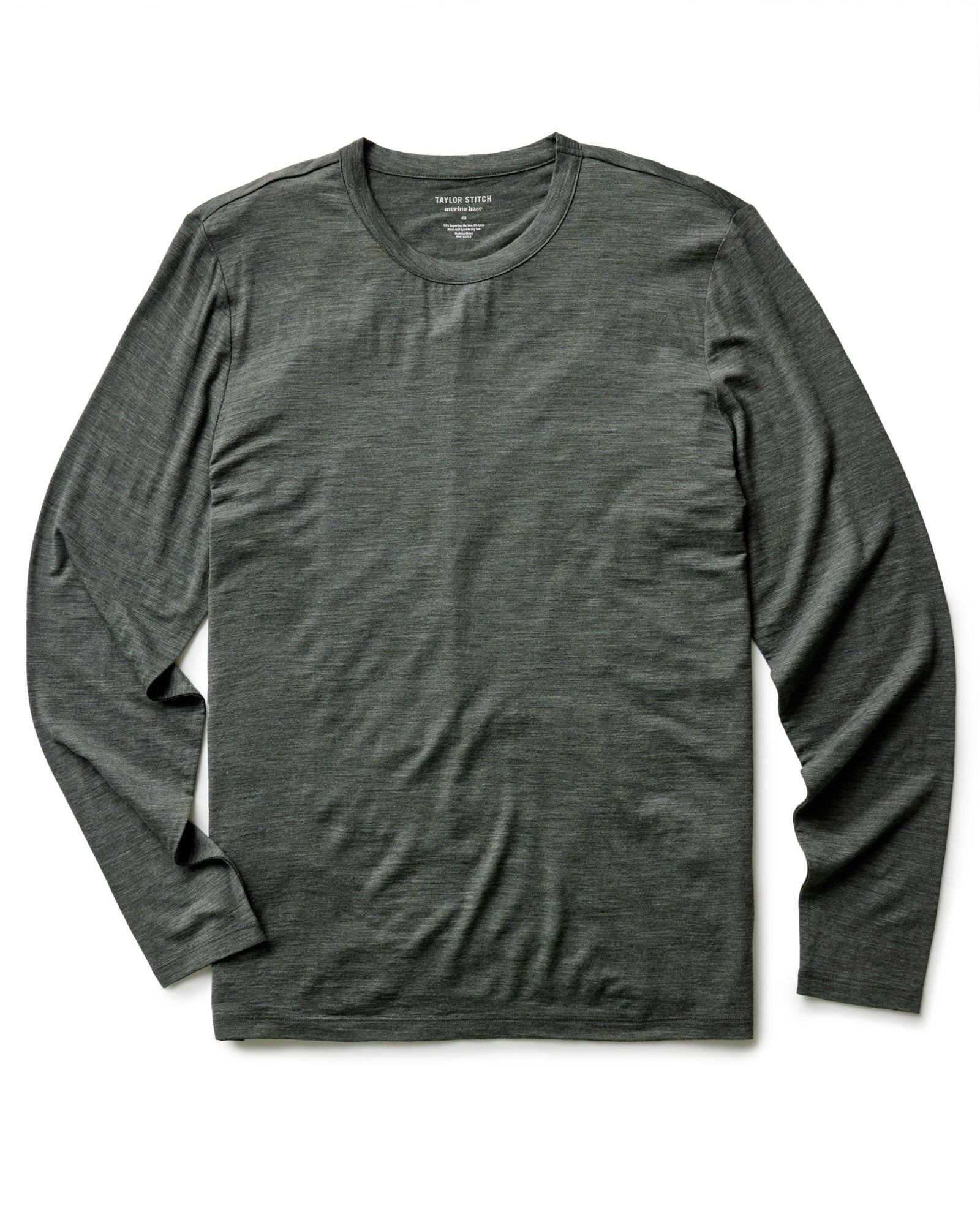The Merino Long Sleeve Tee in Heather Army