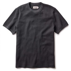The Organic Cotton Short Sleeve Crew in Faded Black Waffle