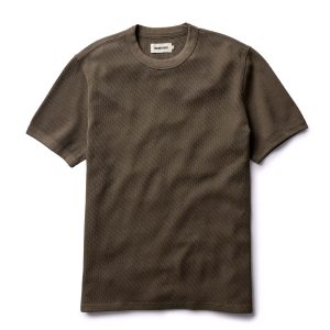 The Organic Cotton Short Sleeve Crew in Fatigue Olive Waffle