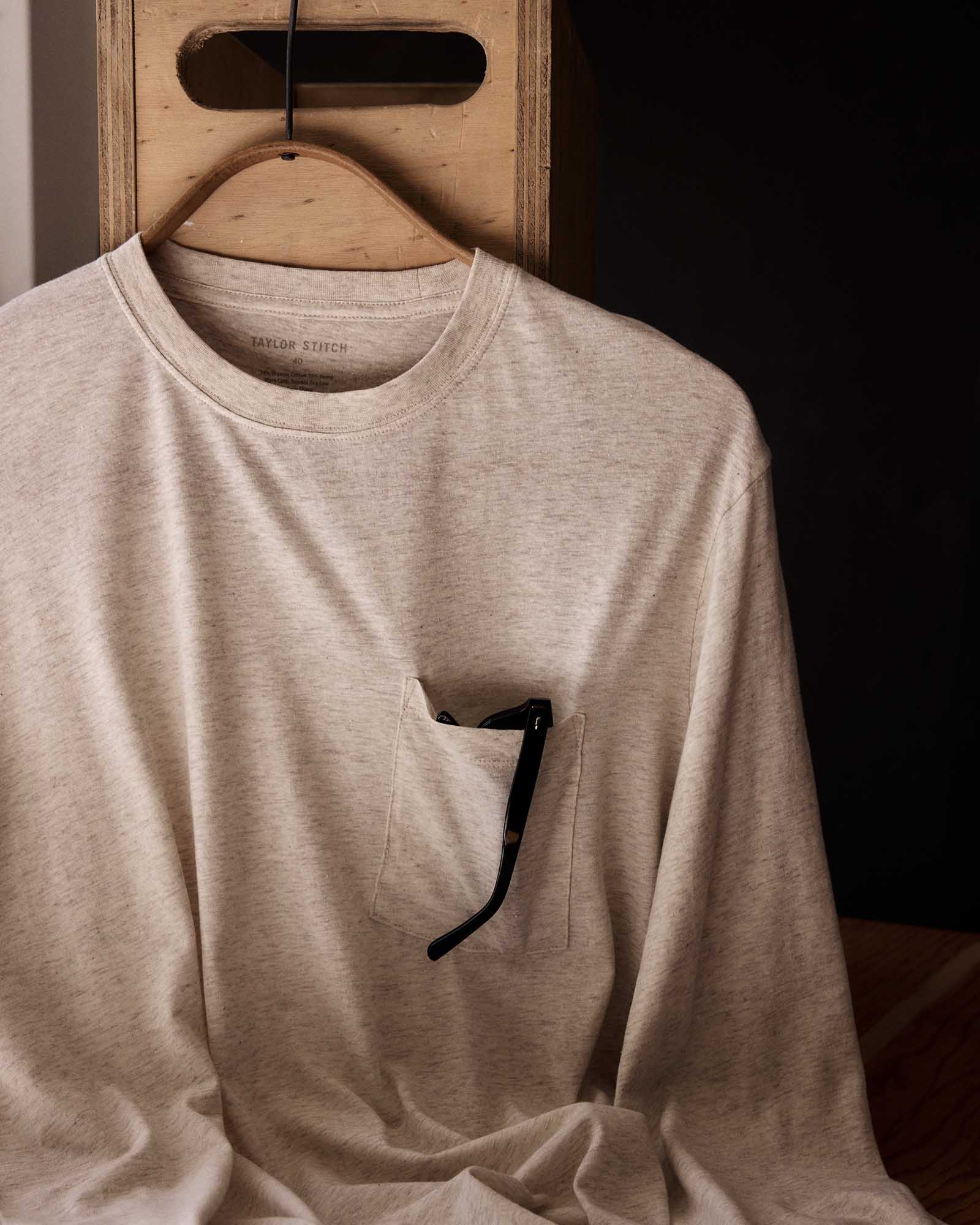 The Cotton Hemp Long Sleeve Tee in Heather Oat - Image 2