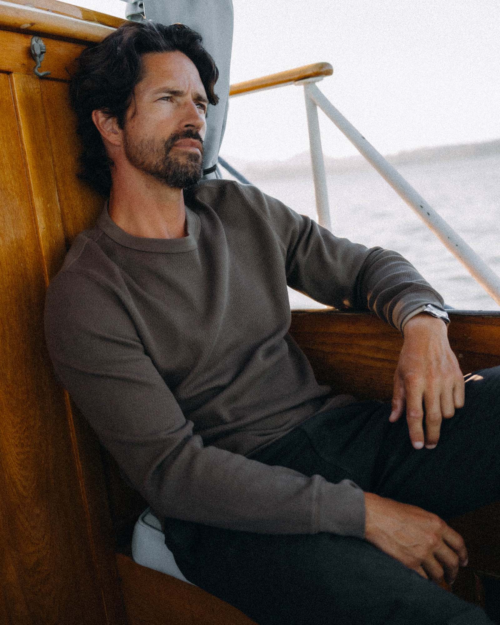 The Organic Cotton Crew in Fatigue Olive Waffle - Image 2
