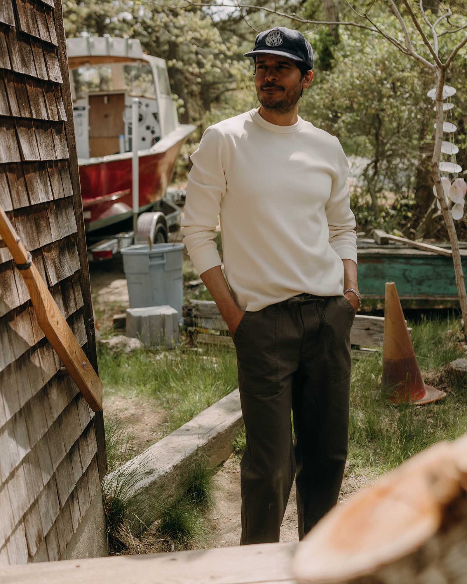 The Organic Cotton Crew in Vintage White Waffle - Image 2