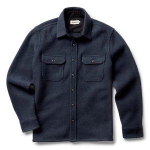 The Connor Overshirt in Dark Navy Boucle