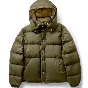 The Down Sweater in Olive Waxed Ripstop