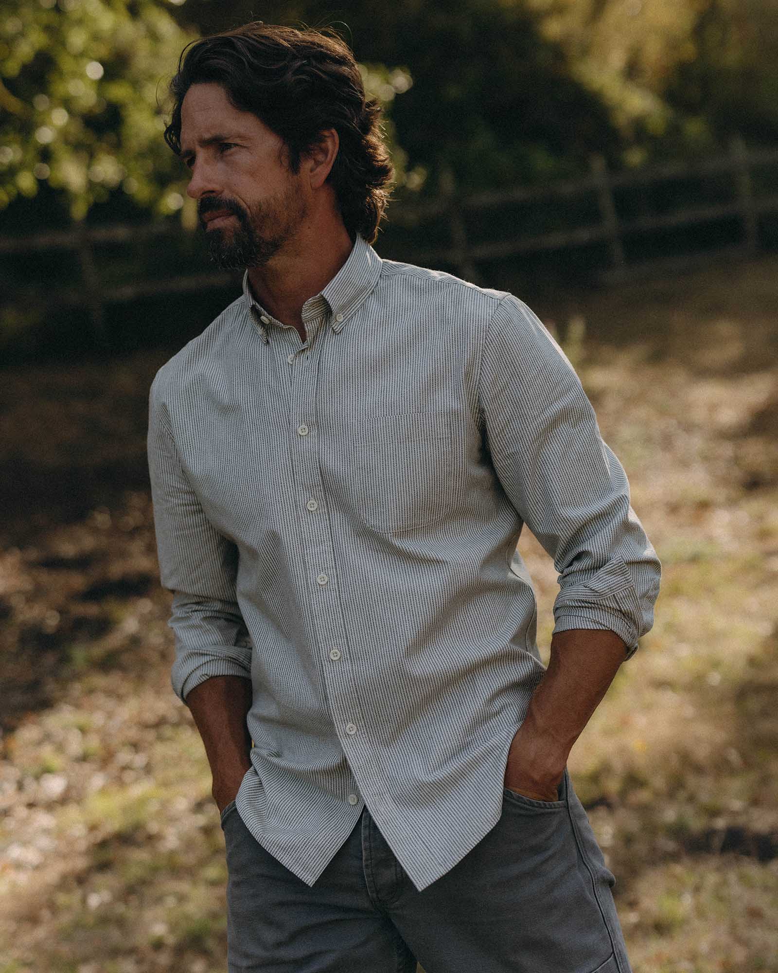 The Jack in Coal Jaspe University Stripe Oxford - Image 2