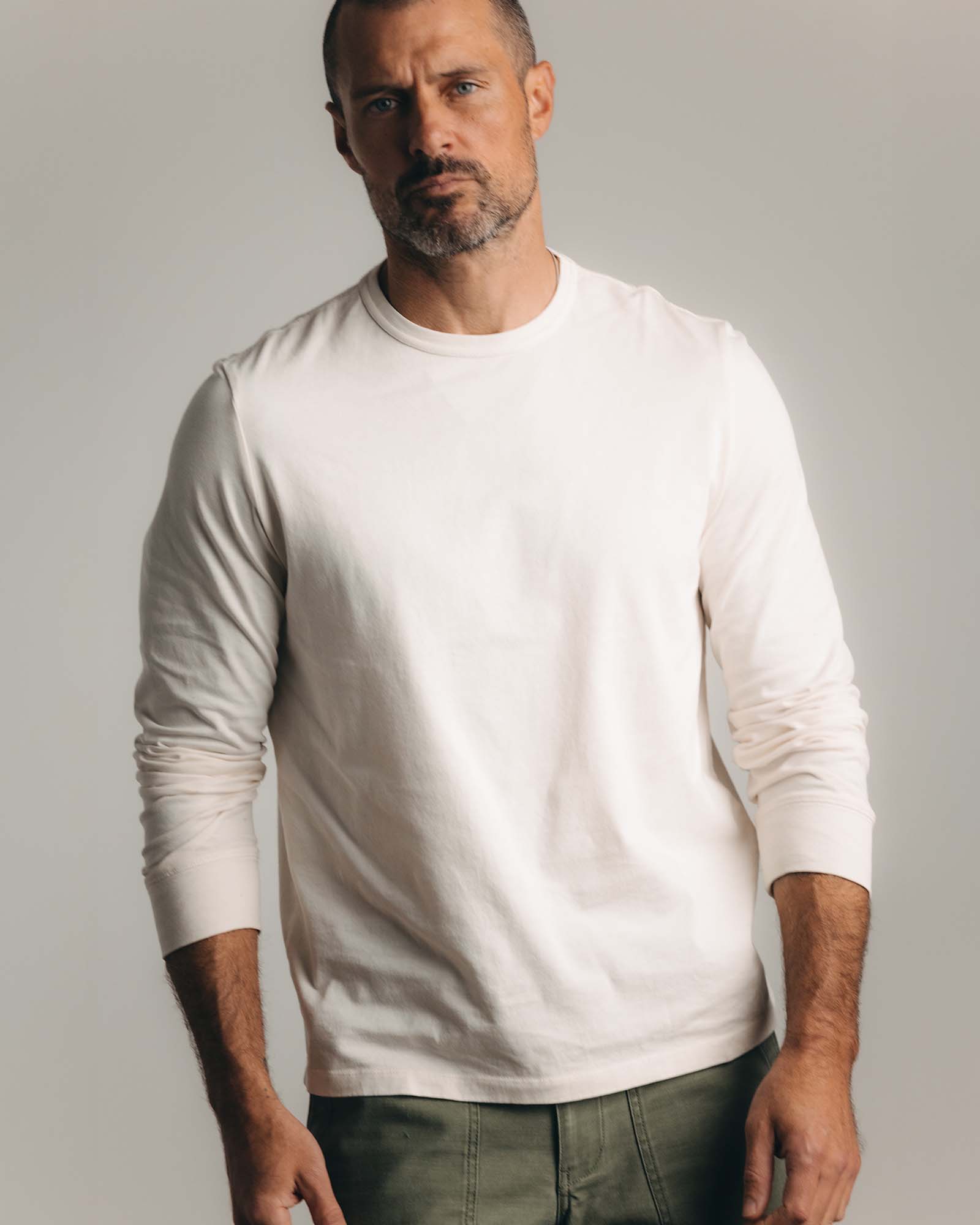 The Organic Cotton Long Sleeve Tee in Vintage White - Image 2